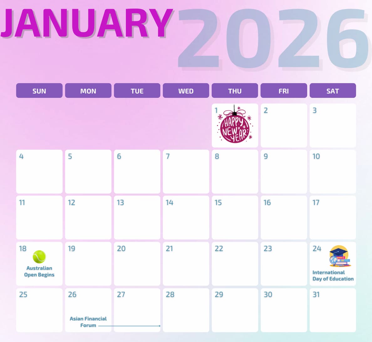 january marketing calendar 2026
